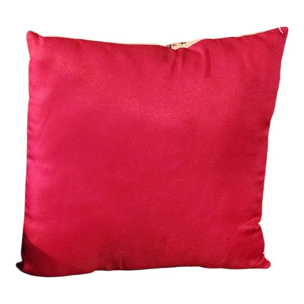 Tapestry Christmas Tree Pillow Cover Festive Holiday Decor‎ Cream Red Accent